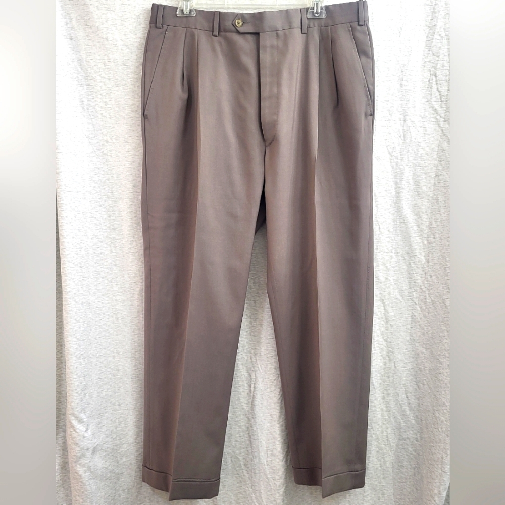 Angelico Lane di Tasmania Men's 100% Tasmanian Wool Dress Pants Brown Size 35